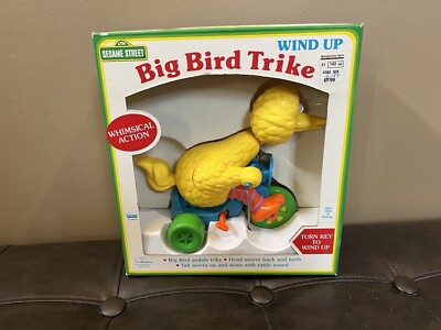 Sesame Street Big Bird on Tricycle Bike Wind Up Toy Vintage Muppets