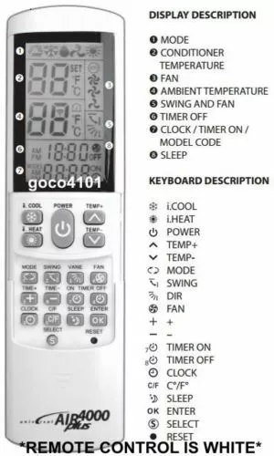 REPLACEMENT UNIVERSAL TECO A/C AIR CONDITIONER REMOTE CONTROL FULL FUNCTION NEW - Picture 2 of 4