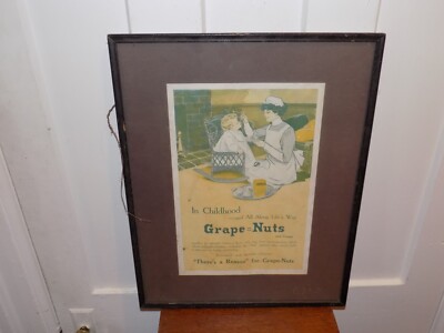Vintage Grape Nuts Cereal Advertisement Framed