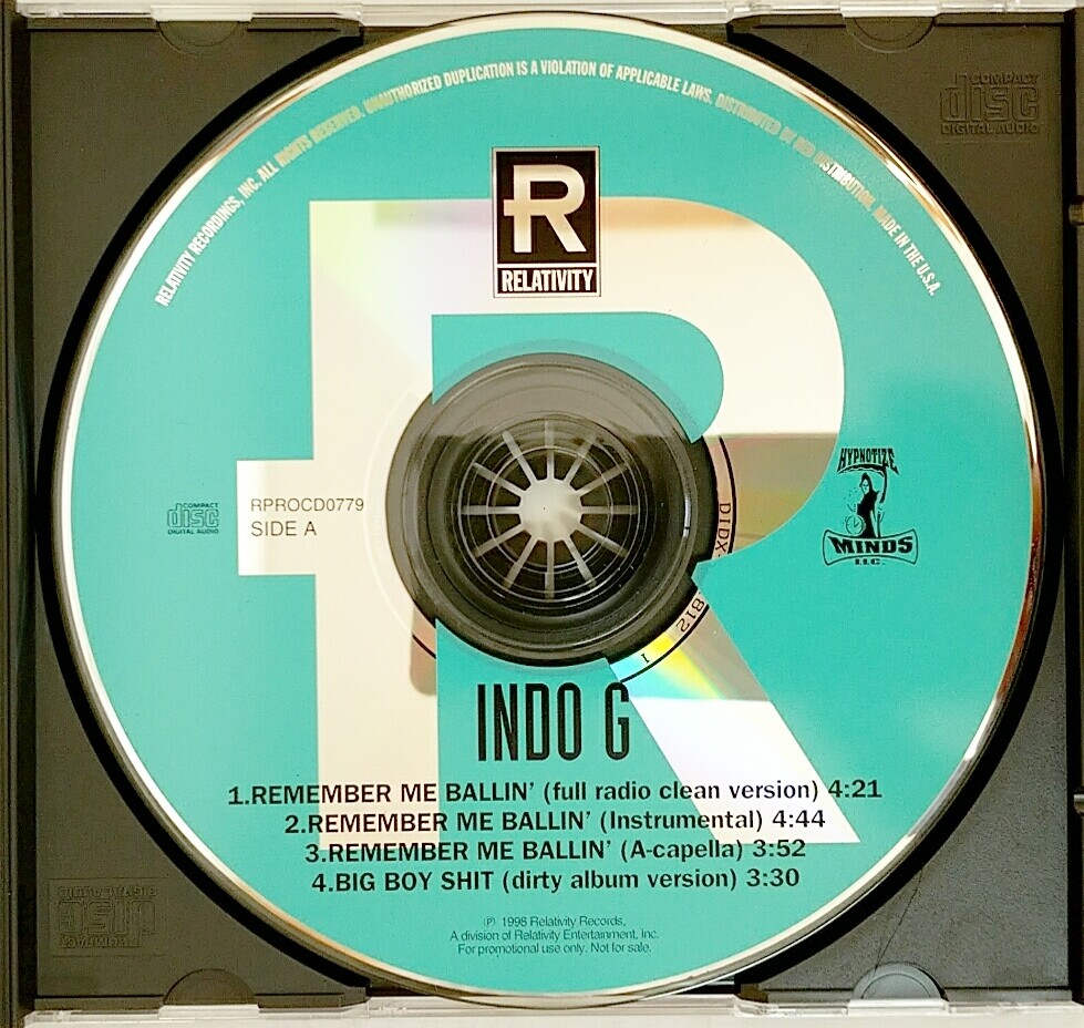 CD) Indo G – Remember Me Ballin' , RPRO CD-0779, Promo, Near Mint
