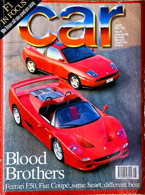 CAR MAGAZINE AUG-1995 - Ferrari F50, Calibra, NIssan 200SX, Fiat Coupe, Prelude
