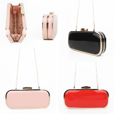 DAMEN PATENT RUNDE KANTE METALLBOX CLUTCH TASCHE DAMEN ABEND PARTY HOCHZEIT WEIHNACHTEN