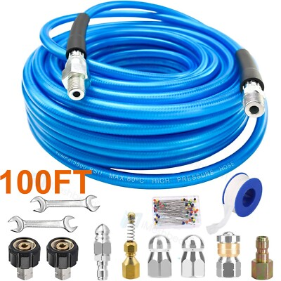 #ad Sewer Jetter Kit for Pressure Washer 100FT 1 4quot; M NPT Drain Cleaner Hose 5800PSI $56.99