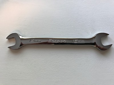 NEW-2017 Snap-On Tools USA 14mm 15mm Metric Std Length Open End Wrench VOM1415B