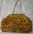 Vintage Yellow Beaded And Sequin Gold Purse, Clutch Very Good Condition — photo 3