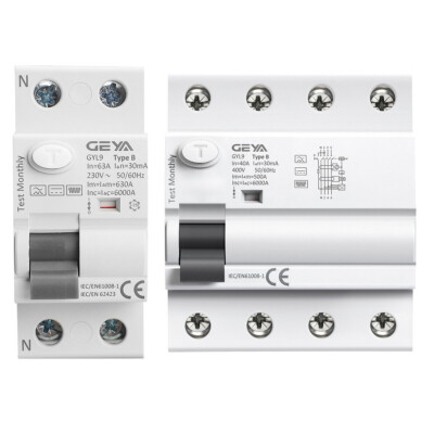 GEYA B-Type DC ELCB Residual Current Circuit Breaker RCD 2/4P 40/63A 30/100/300m