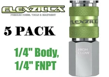5 LEGACY FLEXZILLA PRO HIGH FLOW AIR HOSE QUICK COUPLER'S 1/4" FNPT NPT A53416FZ