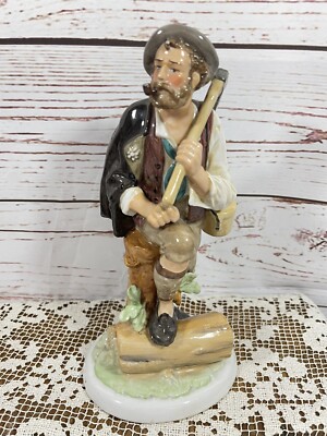 Bock Wallendorf Germany Porcelain Woodcutter Lumberjack 17413Figurine 8.5''