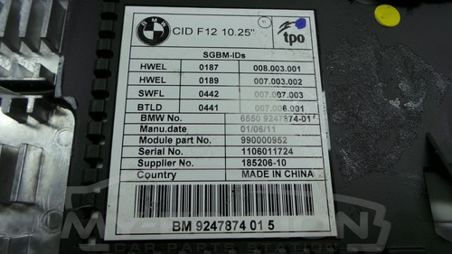 BMW F06 F12 F13 M Central Information Display Cic Monitor GPS Board Monitor - Picture 7 of 9