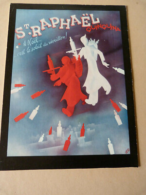 Affiche Publicitaire Vintage St Raphael – 35 X 27 Cm, France, Années 1900-1979
