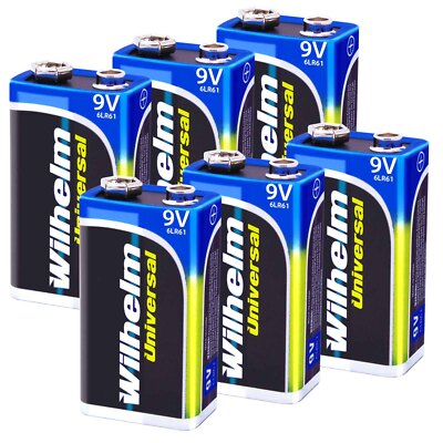 6 x Wilhelm Universal 9V Block Batterien auch für 10 Jahres Rauchmelder geeignet