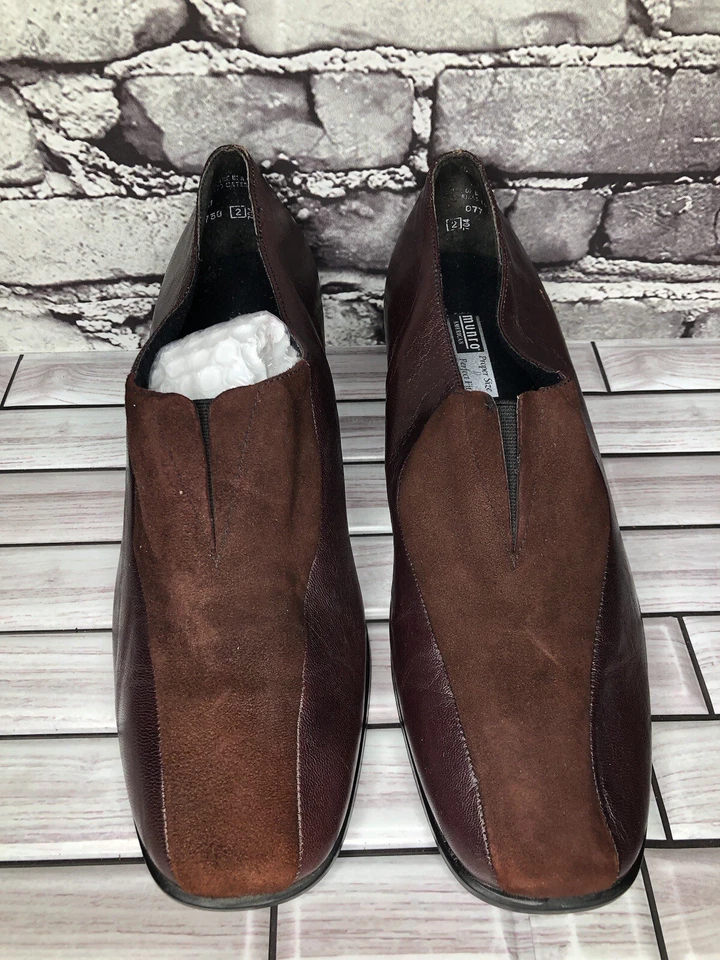 Mocassim Munro American couro borgonha camurça salto feminino tamanho 10WW EUA/41EU - Imagem 2 de 4