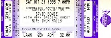DAVID BOWIE 1995 OUTSIDE TOUR UNUSED CONCERT TICKET-NINE INCH NAILS TRENT REZNOR