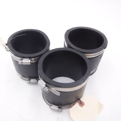 3 Pack Fernco 3'' Flexible Pipe Coupling Black 1056-33