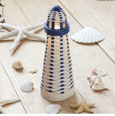 Dresden  & Co. Woven Nautical Lighthouse w/Light-On Hand-SHIPS FREE!!!