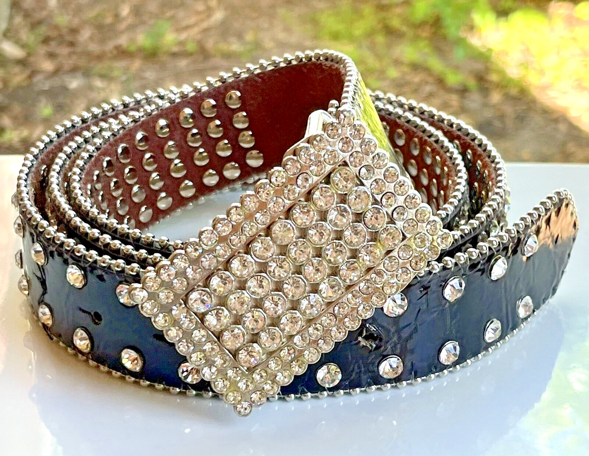Unisex Western Fashion Crystal Bling Rhinestone Belt Genuine 