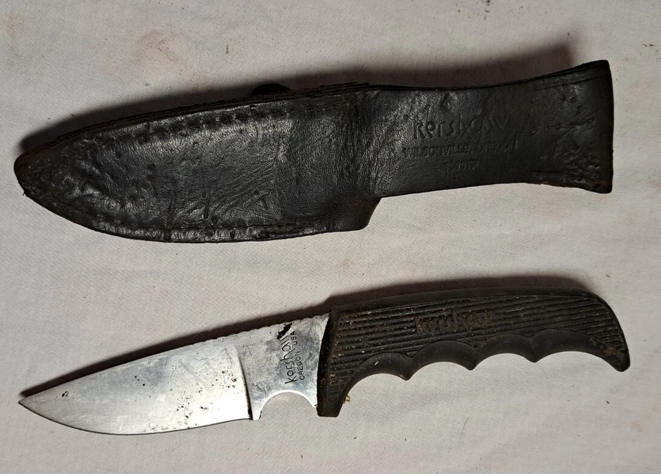 Охотничий нож Kershaw 1030TF с фиксированным лезвием с защелкой кожаные ножны сделано в Японии - Изображение 3 из 4