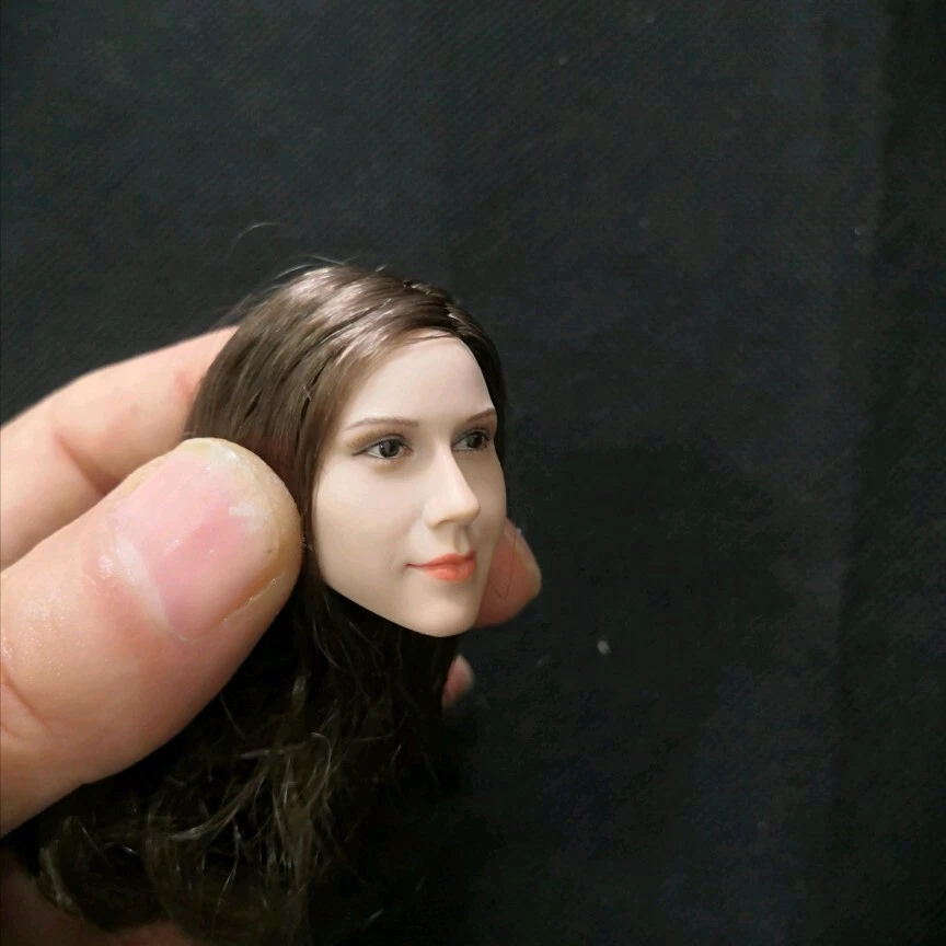 1/6 Girl Head Sculpt Brown Hair Carved PVC Model Toy For 12in Soldier Figure Toy - Image 2 of 4