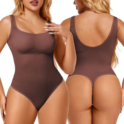 Plus Size Slimming Vest Wide Collar Type High Elastic Bodysuit Shapewear Yoga - Picture 19 of 23