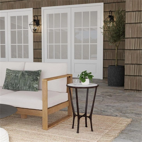 Butler Specialty Company Lania Outdoor Marble Side Table In Bronze - Picture 2 of 8