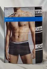 Calvin Klein Men's 3-Pack Microfiber Low Rise Trunks, Black, X-Lg