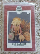 Vtg 89 Uncut Alma Lynnes Works of Heart Old MacSanta & Oinker 20" Doll Pattern 
