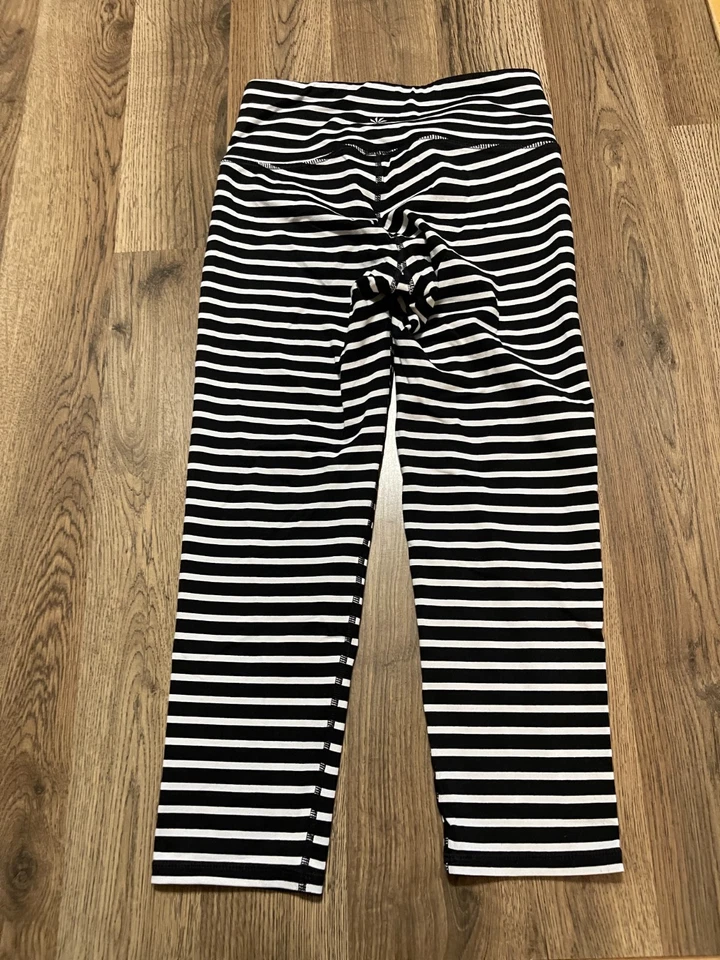 Pantalones Athleta, Jóvenes Niñas Talla XS, Blanco Negro, Rayas, Pull On, Leggings Foto 2 de 4