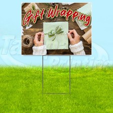 GIFT WRAPPING 18x24 Yard Sign Holiday Plastic Corrugated WITH STAKE USA YS07735