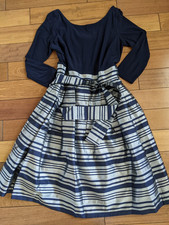 NWT JESSICA HOWARD MISSY COCKTAIL DRESS NAVY/SILVER SIZE 14