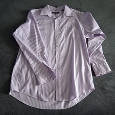 Kenneth Cole Reaction Mens Large Shirt Long Sleeve L 16-16.5 Purple Striped