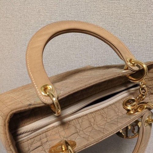Christian Dior - Borsa Vintage Lady Dior Cannage - Trapunta Nylon Tan - Medium - Foto 8 di 19