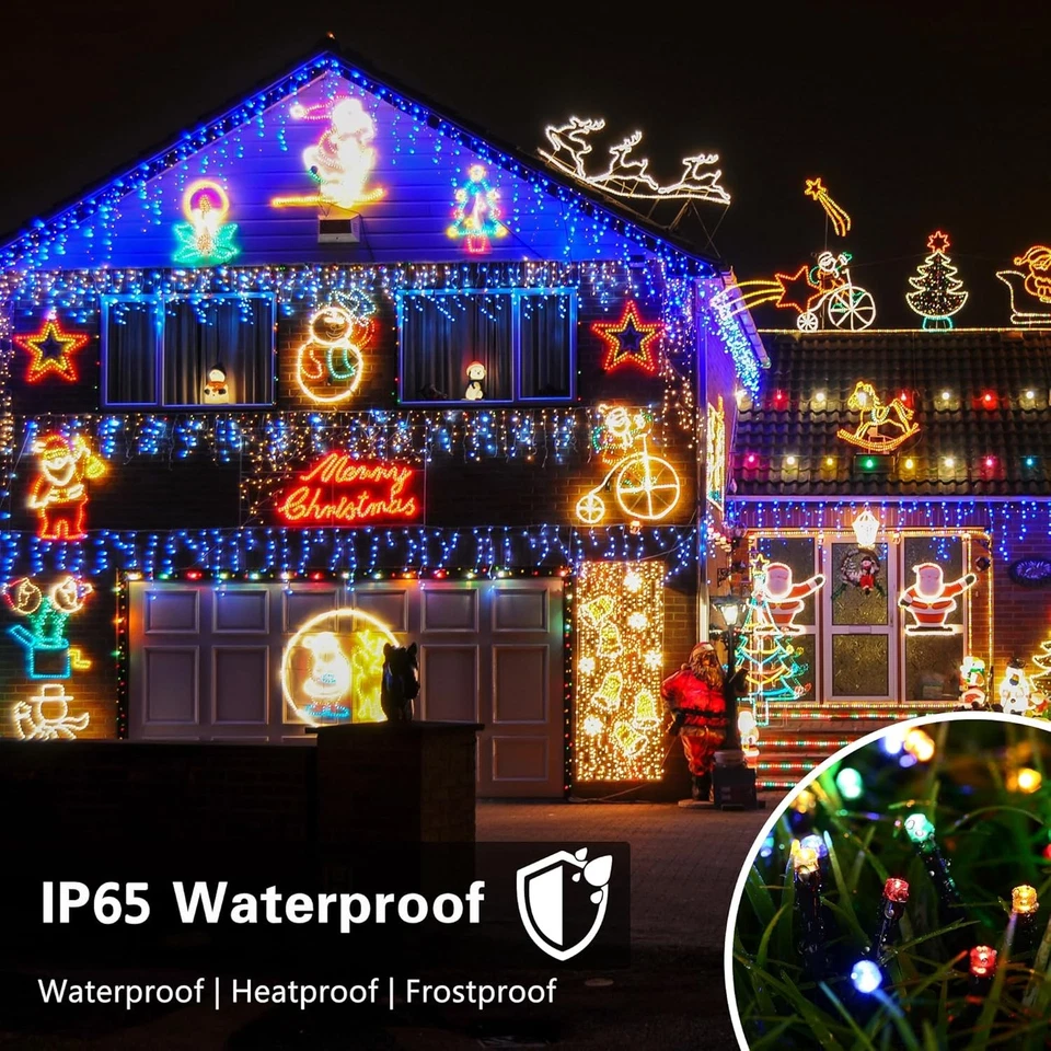 Toodour Solar Christmas Lights 2-Pack 400 LED | 144ft Outdoor Multicolor String - Image 4 of 4