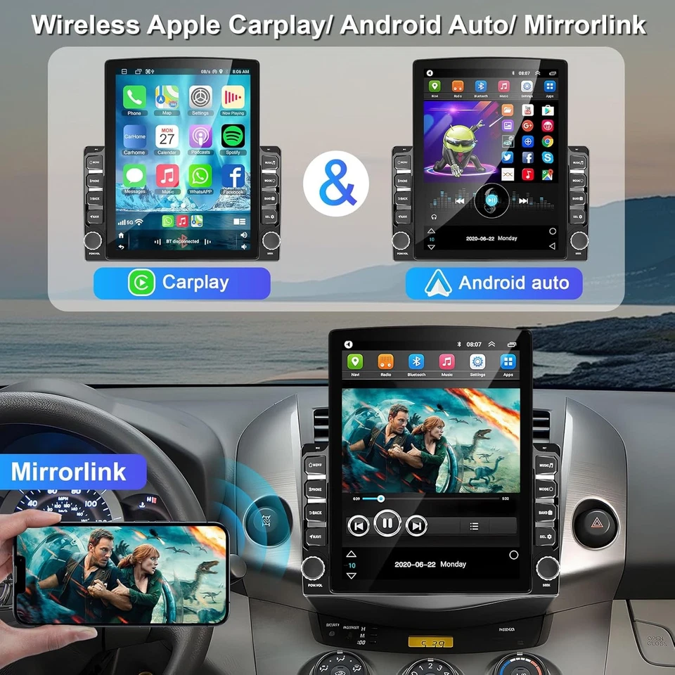 Double Din Car Radio, 9.7" IPS Vertical Touch Screen Stereo GPS Navigation...  - Image 4 of 4