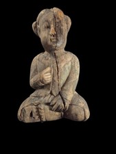 Antique Chinese 17 Century Wooden Hand Carved Buddha Statue Sculpture 13 Inch H