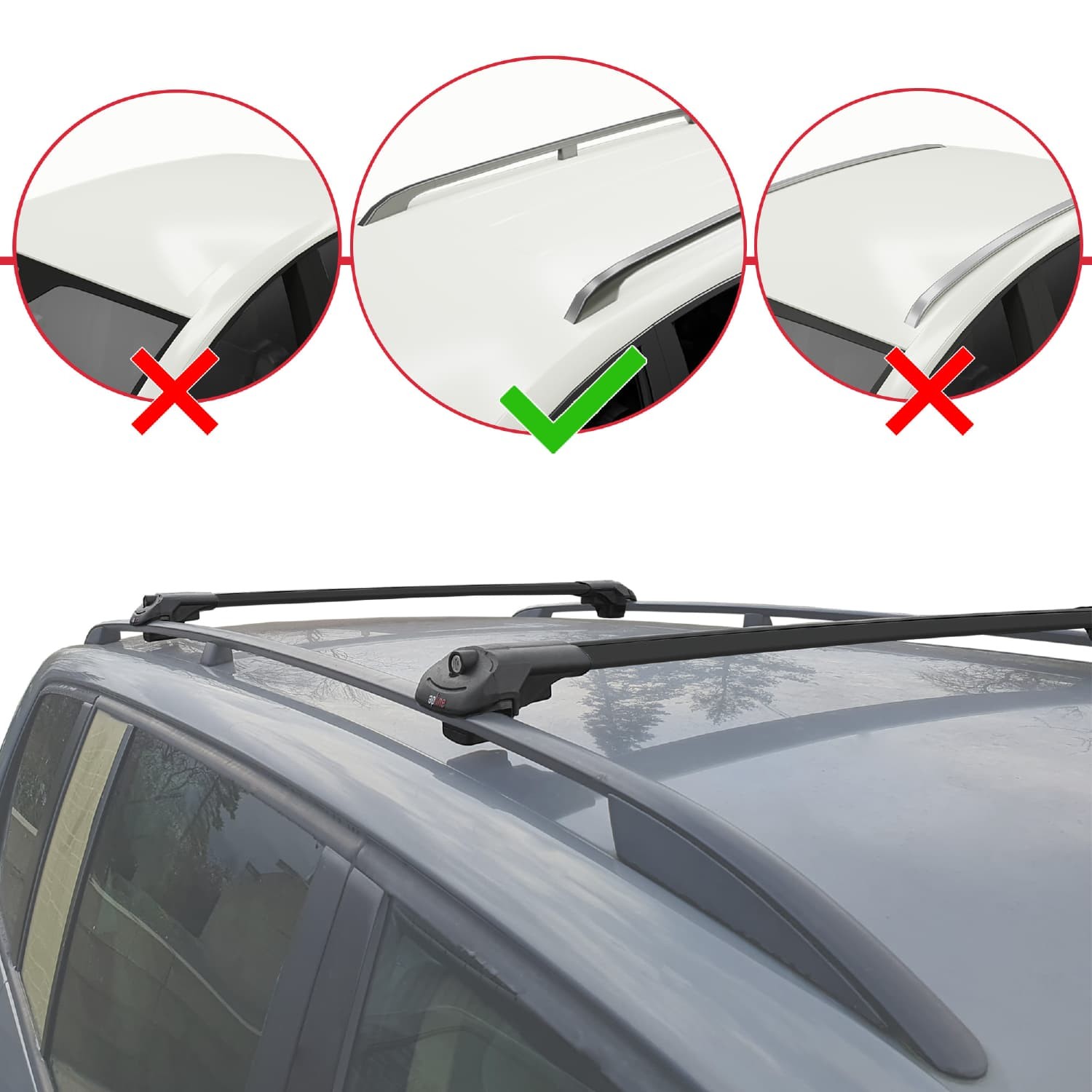 Barres de toit alu noir sans perçage pour rails de Lexus LX 570