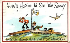 Vintage 1932 Comic Postcard 'Here's Hoping We See You Soon' by Tichnor Brothers