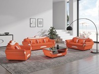 Elegantes Sofa Set 3-Sitzer 2-Sitzer Sessel Orange Weiß Modern Design