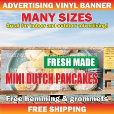 MINI DUTCH PANCAKES Advertising Banner Vinyl Mesh Sign Fresh Made Cakes Food