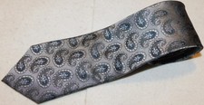 THE MEN'S STORE BLOOMINGDALE'S LIGHT GREY/GREEN/BLUE PAISLEY TIE - DESIGNER TIES