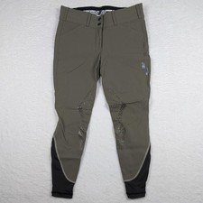 Struck Apparel Riding Breeches 30 Olive Green Black Knee Grip Equestrian Pants