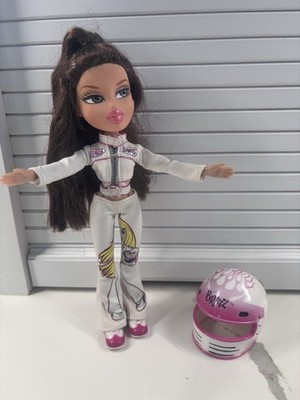 Bratz Play Sportz Katia Racecar Driver 2004 Pink & White Outfit, Shoes & Helmet