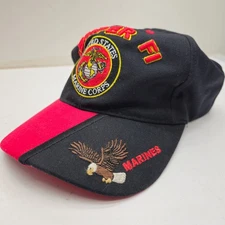 JWM Wholesale US Marine Corps SEMPER FI Eagle Black Red Baseball Hat Cap USA