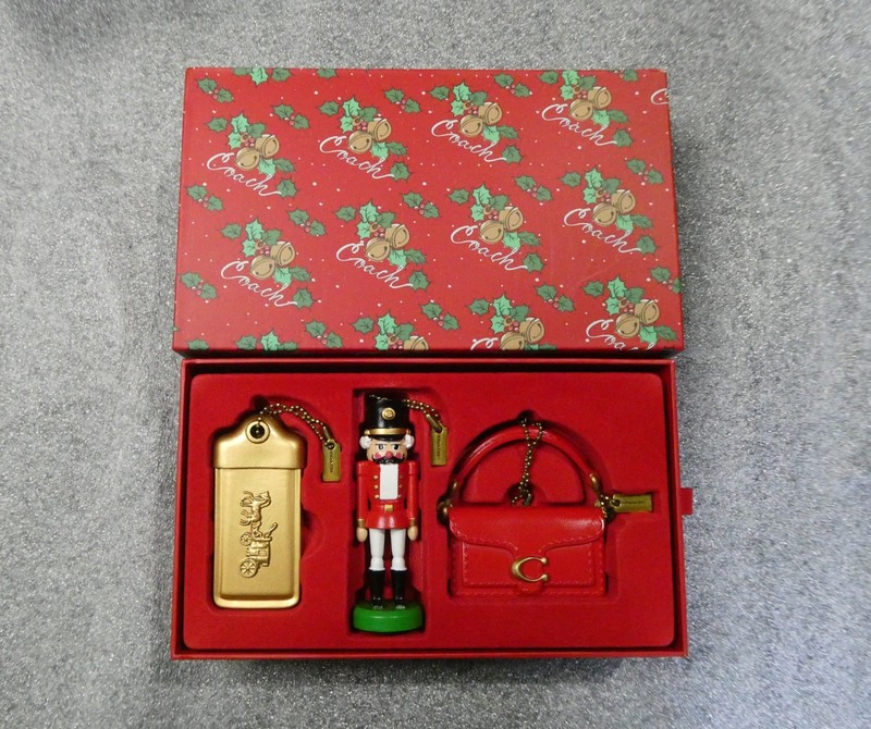 Coach Holiday Ornament Set 3pc Nutcracker Carriage Bag Box 2024  [Damaged] #0365
