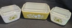 Pyrex 601-b VTG Spring Blossom Gold /White/Green/Crazy Daisy With Lids 1360