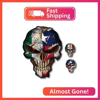 Decals by Haley Texas Mexico Skull Decal w/Reflective Eyes & Tex Mex Mexican Tex