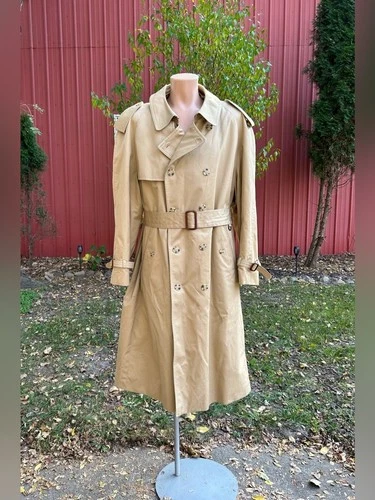 Vintage Mackintosh Weatherfair Mens Tan Wool Tartan Lined Trench Coat~52~ - product listing photo
