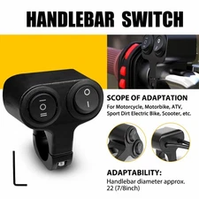 Dual Button On&Off Switch Handlebar Motorcycle ATV Headlight Fog Spot Light 7/8"