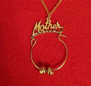 Authentic 14KT GOLD PLATED MOTHER CHARM HOLDER WITH 20" ROPE NECKLACE WITH 2 SPACERS- 503