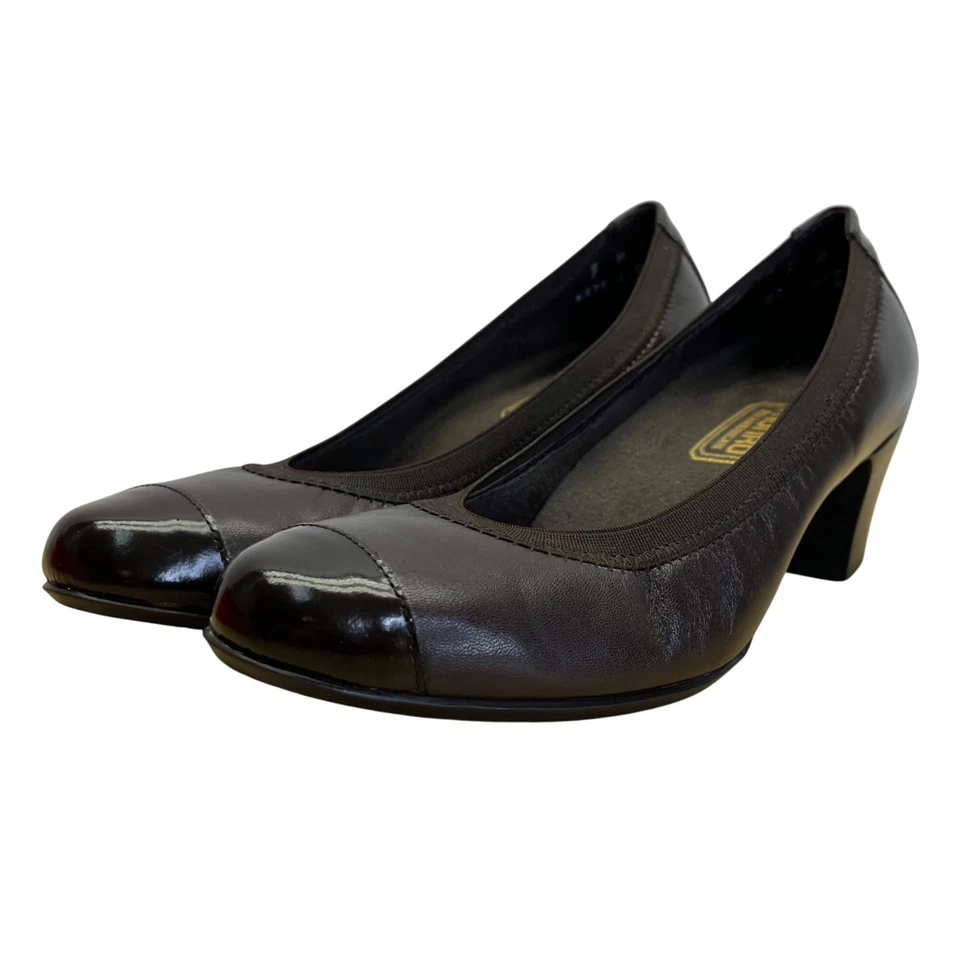 Zapatos de salón Munro American con acabado de charol marrón y puntera sin cordones talla 7M - Nuevos Foto 3 de 4