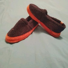 Acorn Women's Slippers Black/Tan 9.5/10.5 Faux Sherpa Houseshoes